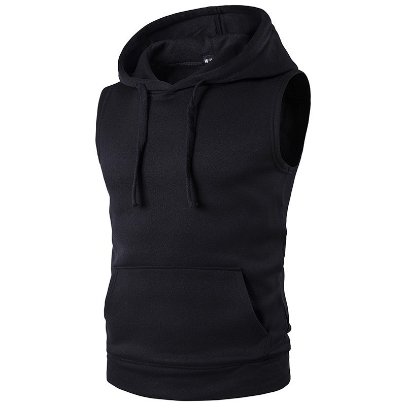 Áo Hoodie Không Tay Màu Trơn Thời Trang Mùa Xuân Hàn Quốc Dành Cho Nam