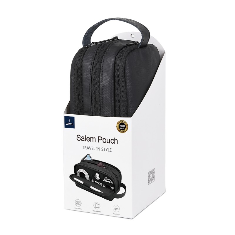 Túi Đựng Phụ Kiện Cao Cấp Wiwu Salem Pouch 3 Ngăn Rộng Rãi Có Quai Da