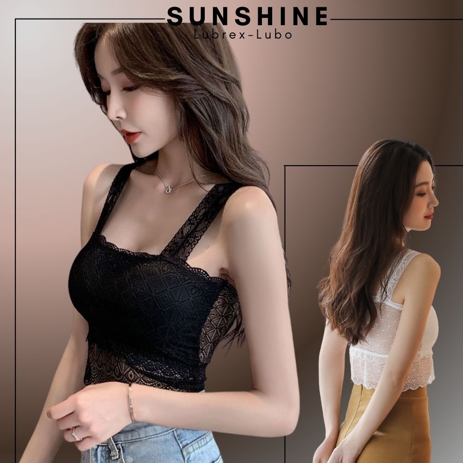 Áo bra áo 2 dây viền ren dáng croptop sexy cho nữ cao cấp -Sunshine HDBRA