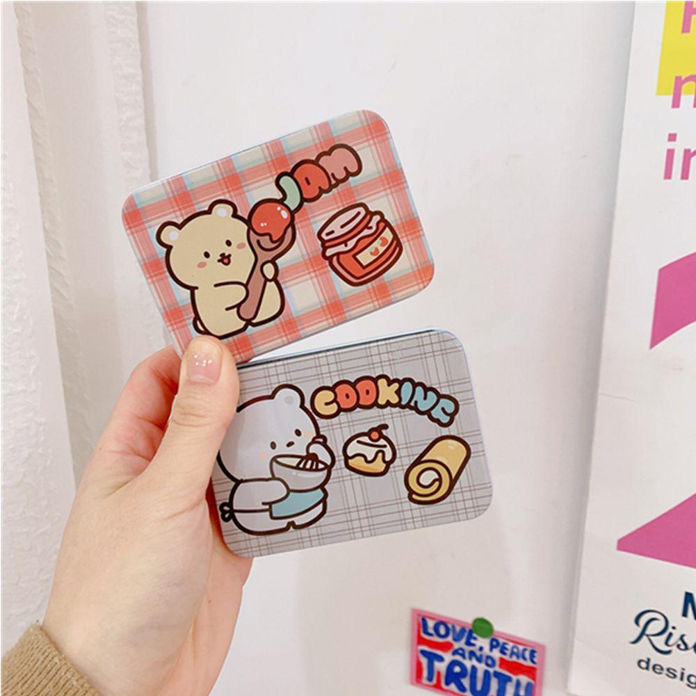 1 Hộp Thiếc Mini In Họa Tiết Gấu Hoạt Hình Dễ Thương Dùng Làm Quà Tặng