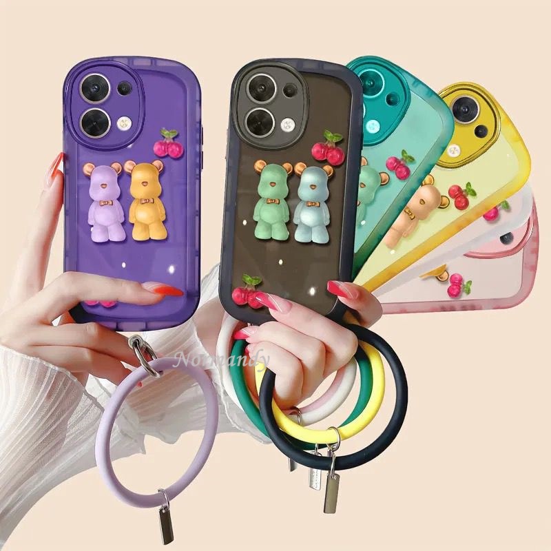 Ốp Điện Thoại Dẻo Trong Suốt Họa Tiết Chú Gấu & Cherry 3D Cho OPPO Reno8 Z 8Pro Reno 8 8Z 7 7Z 7Pro Z Pro 5G 4G 2022