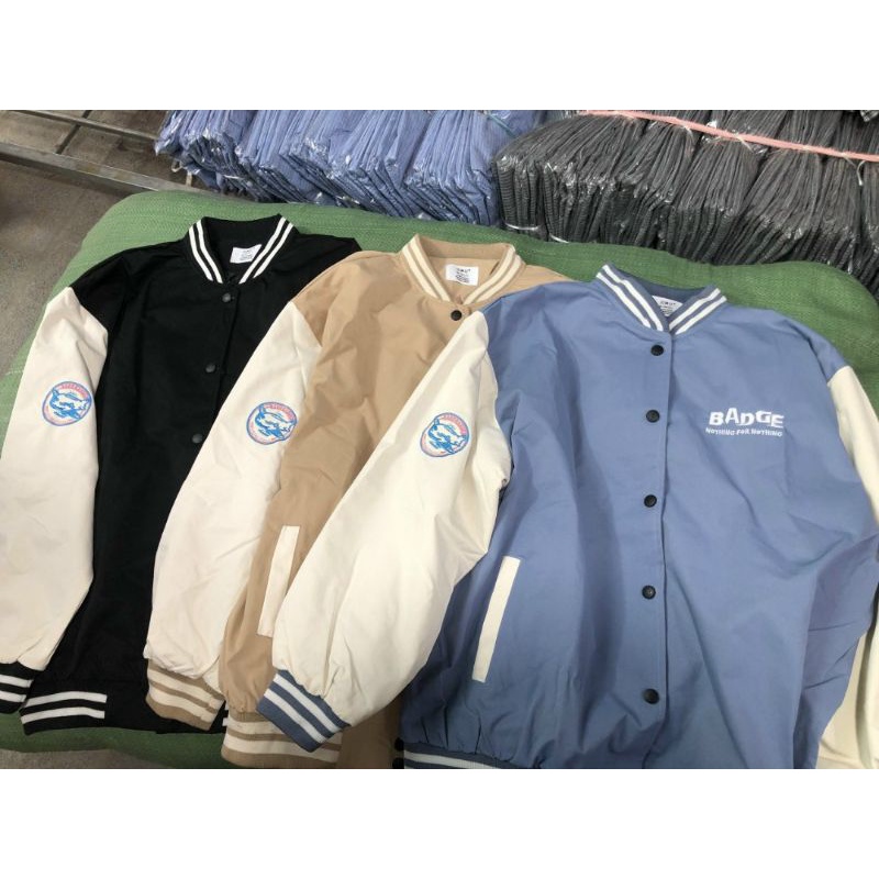 Áo Khoác BOMBER Kaki Cao cấp BADGE Quảng Châu