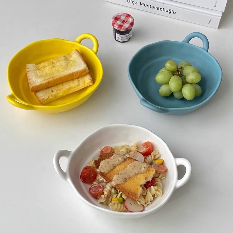 Thố gốm freeform kiểu Hàn Quốc, thố gốm sáng tạo bày salad, món ăn ngon đẹp mắt