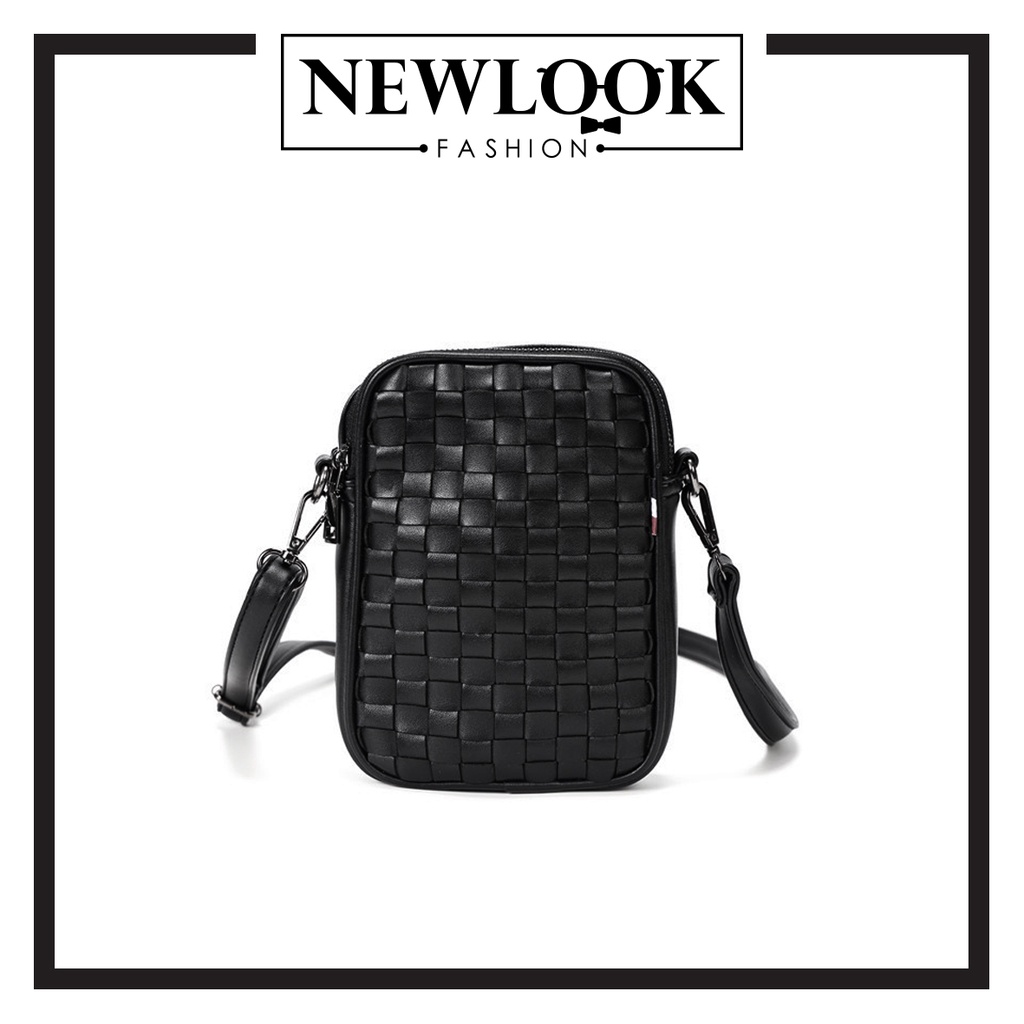 ★ TÚI ĐEO CHÉO NAM NỮ DA PU ĐAN THỦ CÔNG ( 2 ngăn chính + 1 ngăn phụ sau túi )