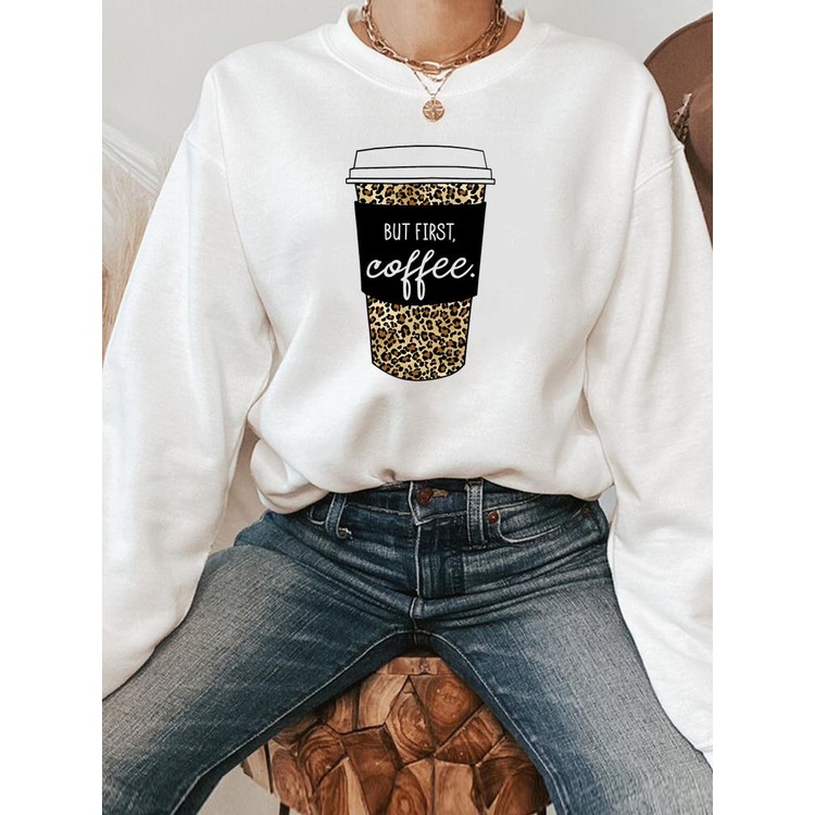 Áo Sweater Chui Đầu In Họa Tiết Da Báo Màu Cà Phê Thời Trang Xuân Thu 90s Cho Bạn Gái