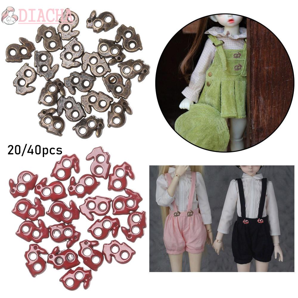 Set 20 / 40 Cúc Áo Kim Loại Hình Thỏ Kích Thước 4mm Cho Búp Bê