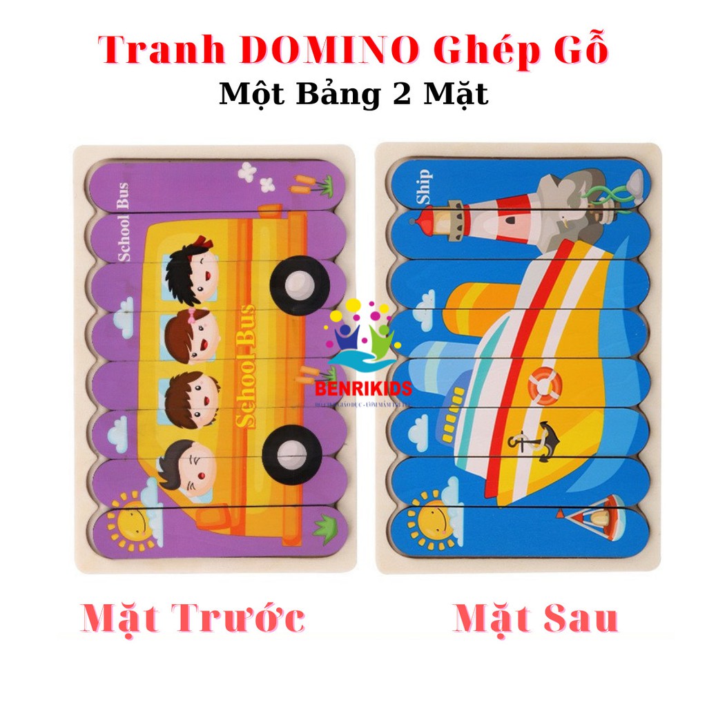 Combo 4 Tranh Xếp Hình Que Kem Gỗ 2 Mặt Đa Dạng Chủ Đề Tranh Ghép Hình Thông Minh Cho Bé Phát Triển Trí Tuệ