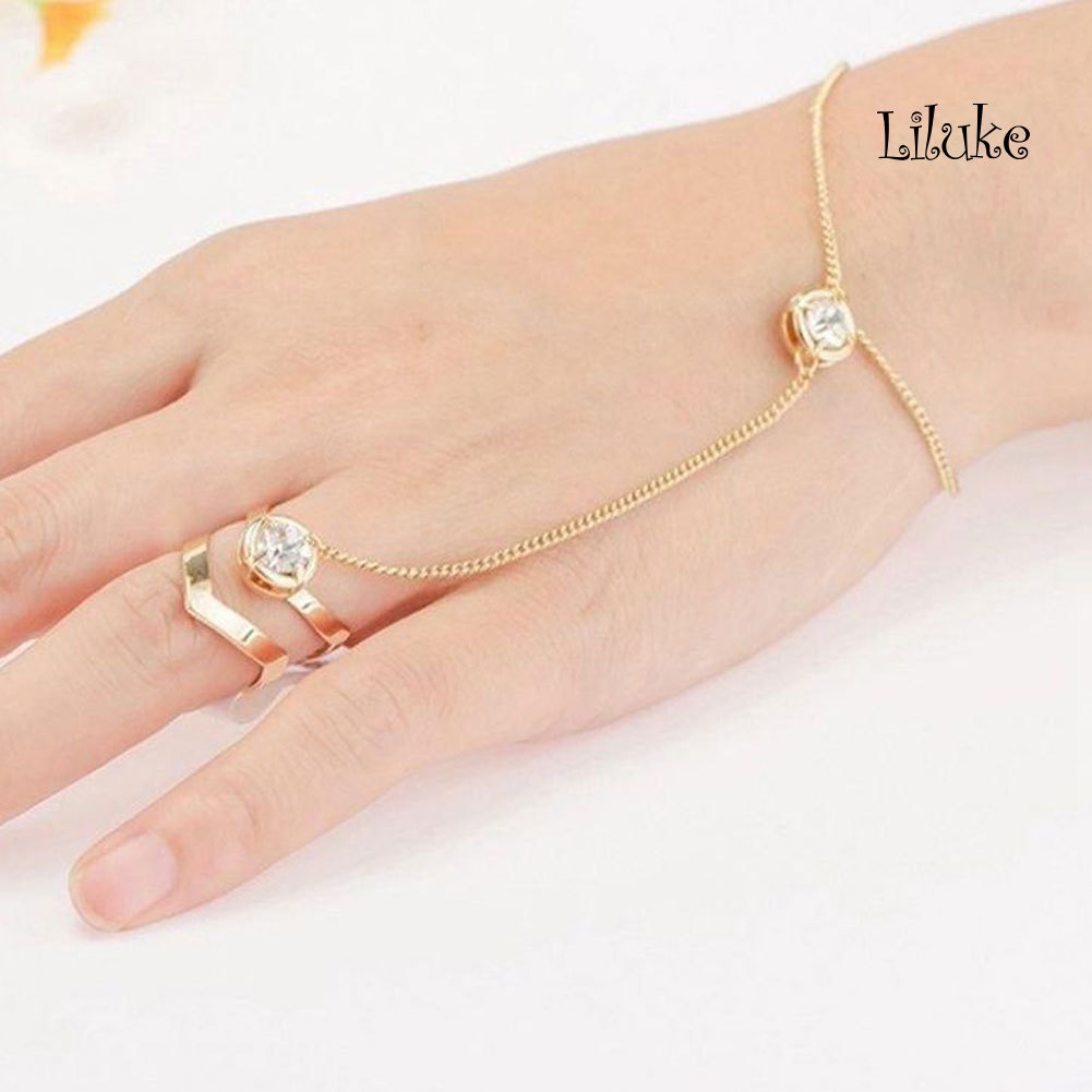 Vòng Tay Hợp Kim Mạ Vàng Trang Trí Đính Đá Thời Trang Cho Nữ