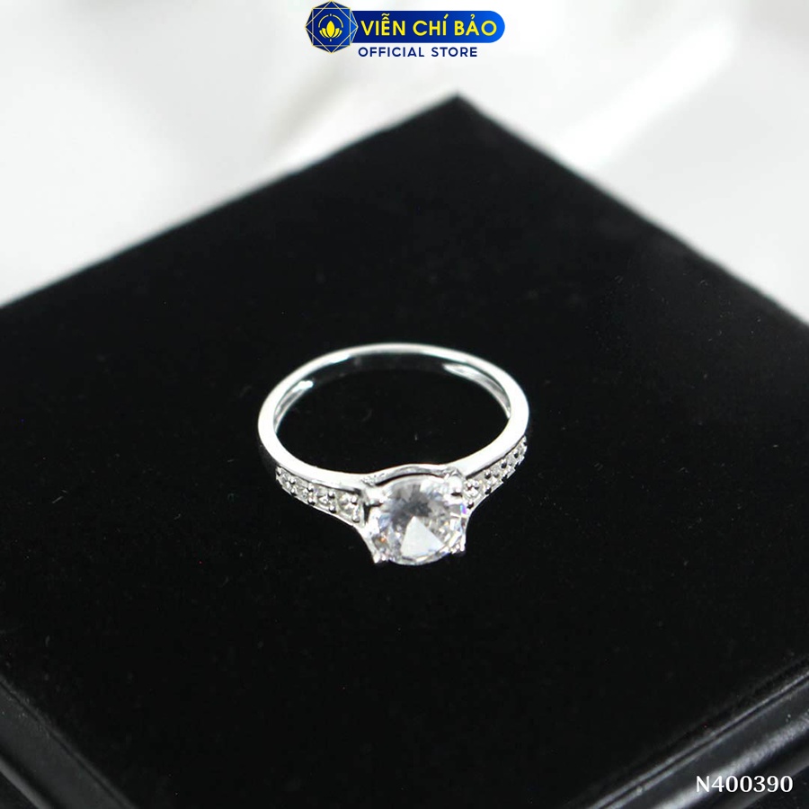 Nhẫn bạc nữ đá trắng viền New chất liệu bạc 925 thời trang phụ kiện trang sức Viễn Chí Bảo N400390