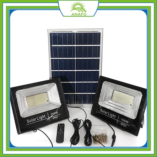 Combo Đèn Năng Lượng Mặt Trời 2 Đèn 100w 1 Tấm pin- Anafo Cung Cấp Giá Sỉ Đèn Uy Tín Bền Đẹp