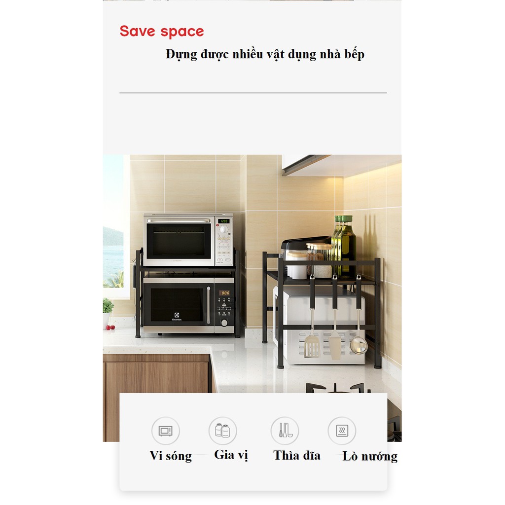 [HÀNG CHUẨN] KỆ LÒ VI SÓNG LÒ NƯỚNG NỒI CƠM ĐIỆN ENTROPY ĐIỀU CHỈNH KT THÔNG MINH KỆ BẾP ĐA NĂNG KHUNG INOX CAO CẤP