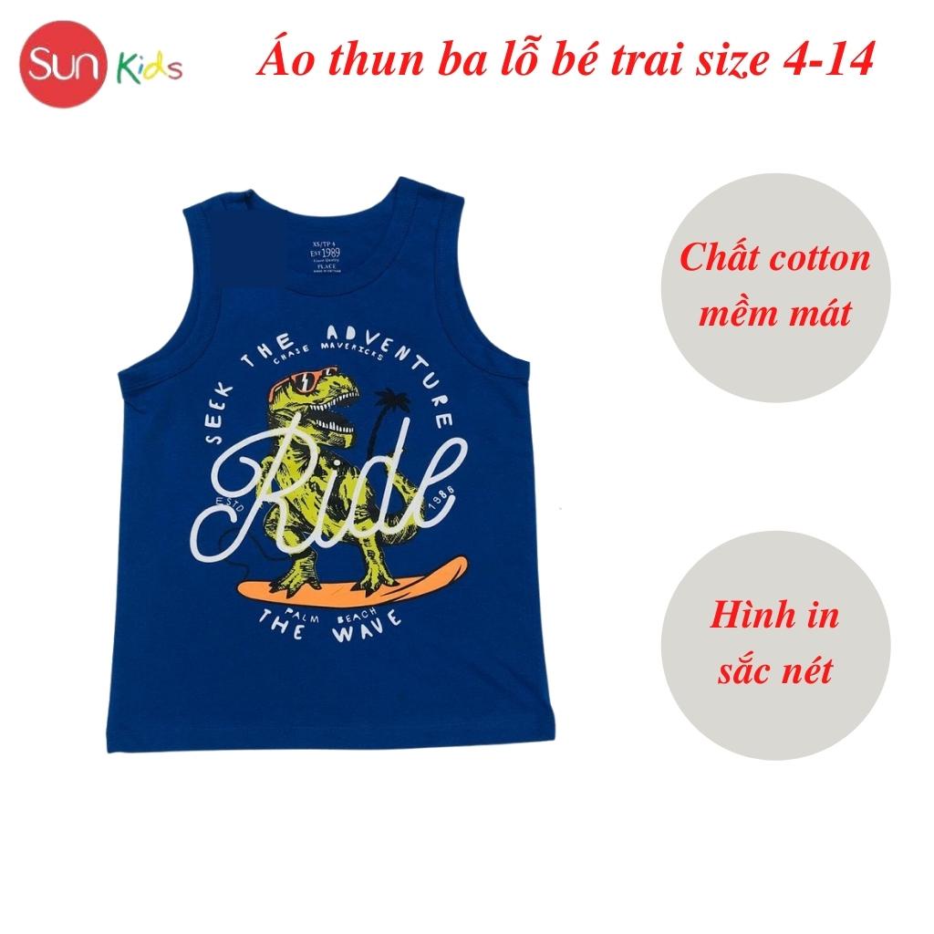 Áo thun bé trai, áo ba lỗ bé trai chất cotton, nhiều màu, Size 4 - 14 tuổi - SUNKIDS