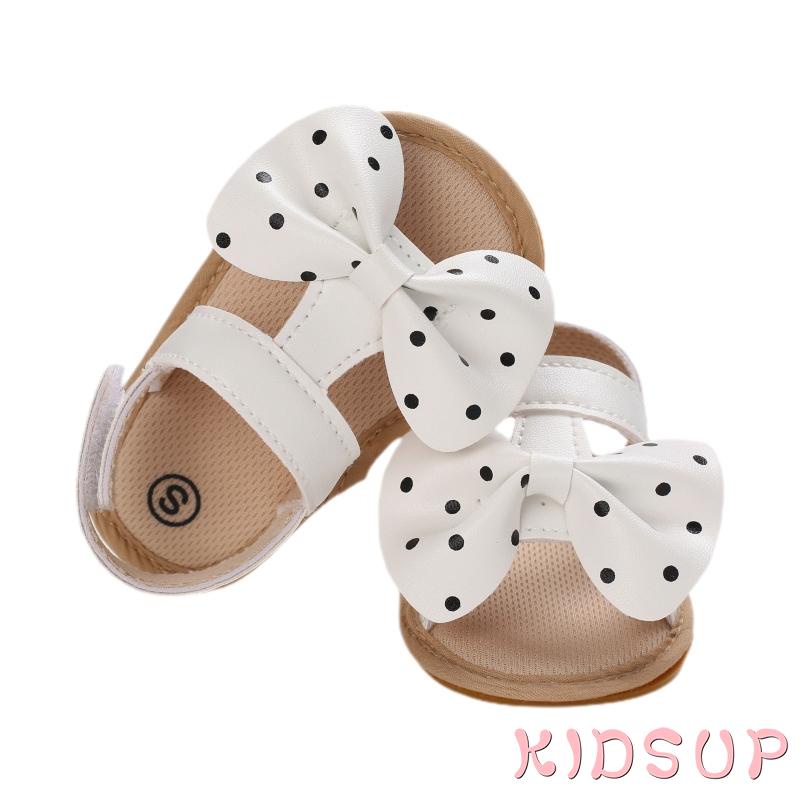Xăng đan Da PU Họa Tiết Chấm Bi Cho Bé Gái 1 Tuổi Tập Đi