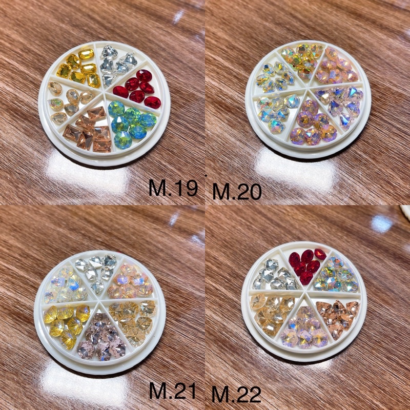 Đá khối chân vàng mix màu mix size khay 36 viên, phụ kiện nail