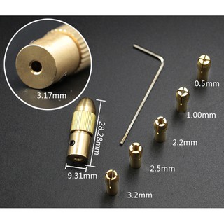 [Quang Diy] Đầu kẹp mũi khoan mini kẹp mũi khoan từ 0.5 đế 3mm ( motor trục 2li 3li 5li)