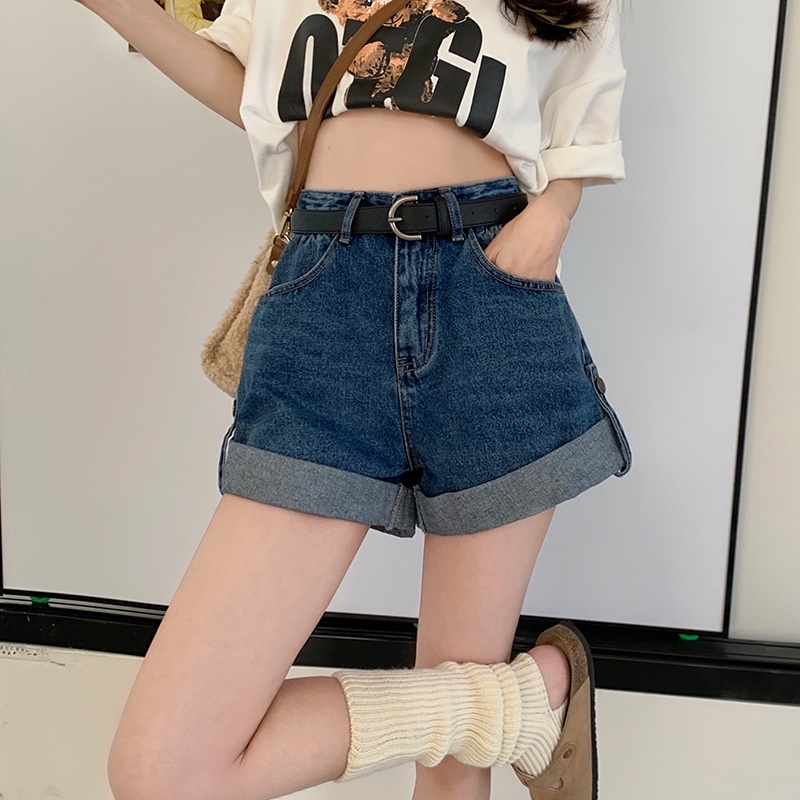 Quần Short Denim Lưng Cao Ống Suông Thời Trang Cá Tính 53327