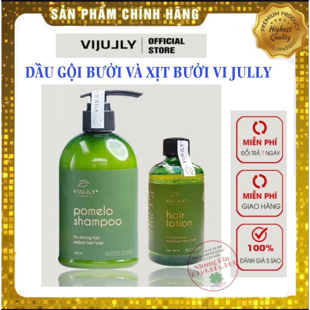 COMBO Dầu Gội Bưởi Vi Jully + tặng kèm 1 xịt dưỡng tóc Vi Jully