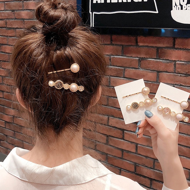 Kẹp Tóc Đính Đá Ngọc Trai Phong Cách Hàn Quốc