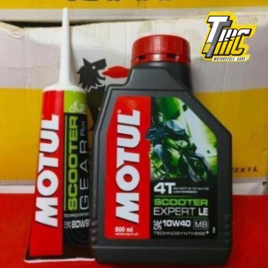 Combo Nhớt Motul Scooter Expert LE 10W-40 800ML Và Nhớt Lap Motul 120ml