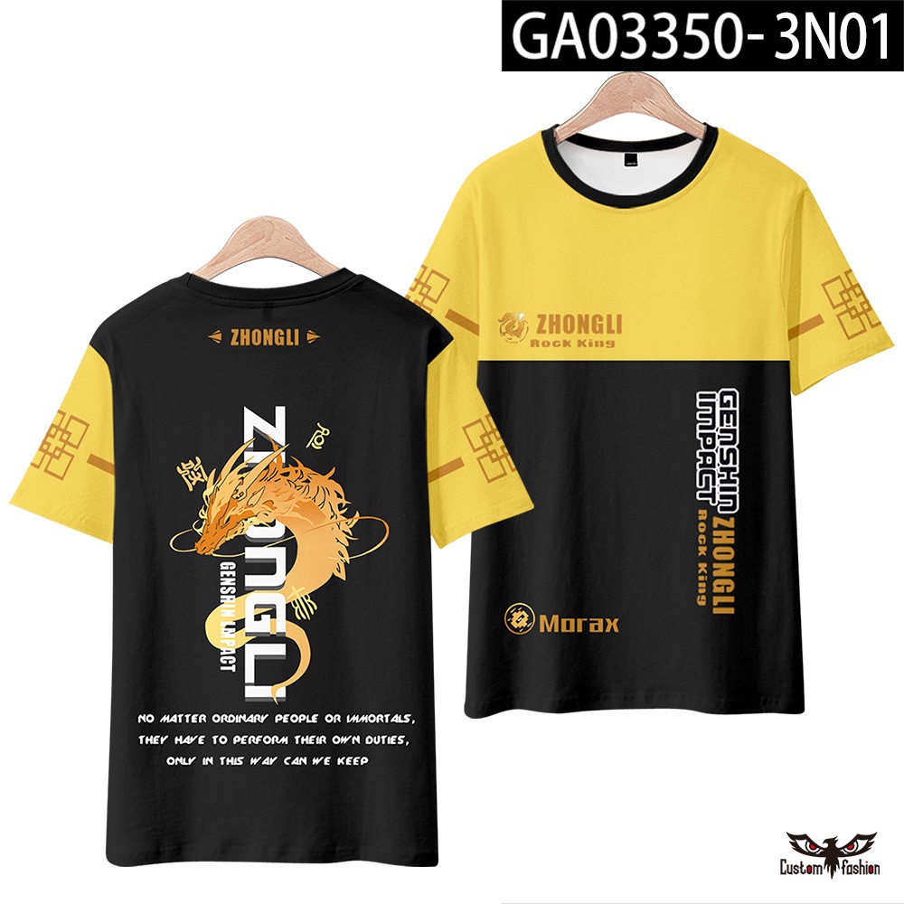Áo Thun Tay Ngắn Cổ Tròn In Hình Zhongli Xiao Keqing 3D Thời Trang Unisex Cho Nam Và Nữ