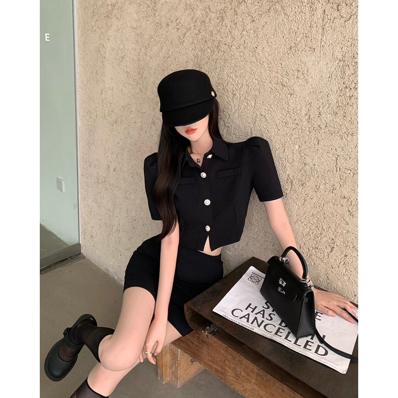 Set váy nữ sang chảnh croptop Hàn Quốc tiểu thư mùa hè SVN008