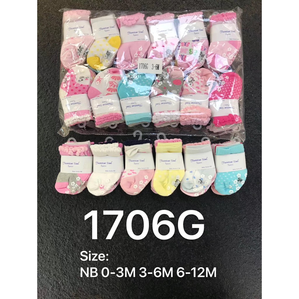 Set 5 đôi tất sơ sinh cho bé (6-12 tháng)