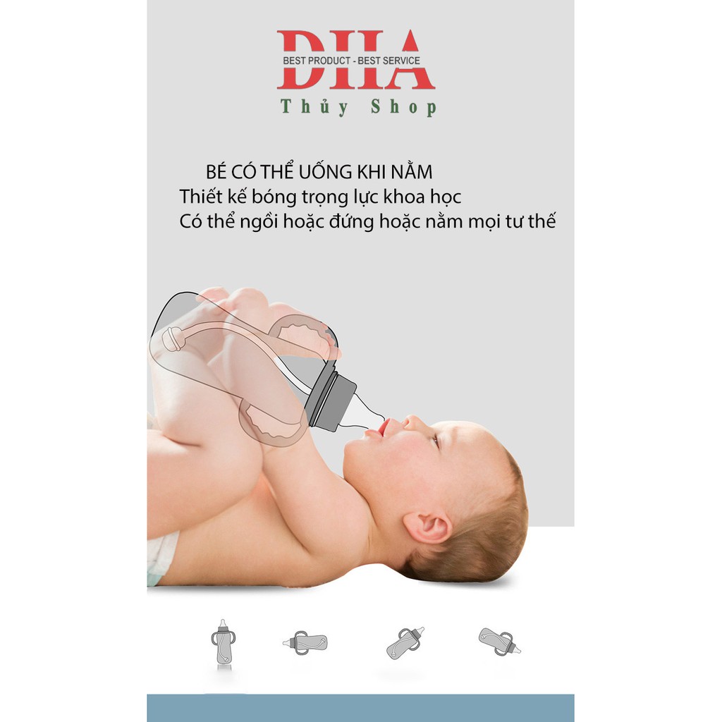 BÌNH SỮA PP CỔ THƯỜNG KÈM NÚM TI SILICON SIÊU MỀM CHỐNG SẶC CAO CẤP