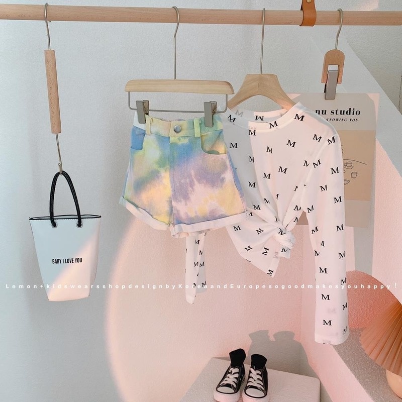Quần Short Denim Nhuộm Màu Sắc Độc Đáo Thời Trang Mùa Hè Cho Bé Gái