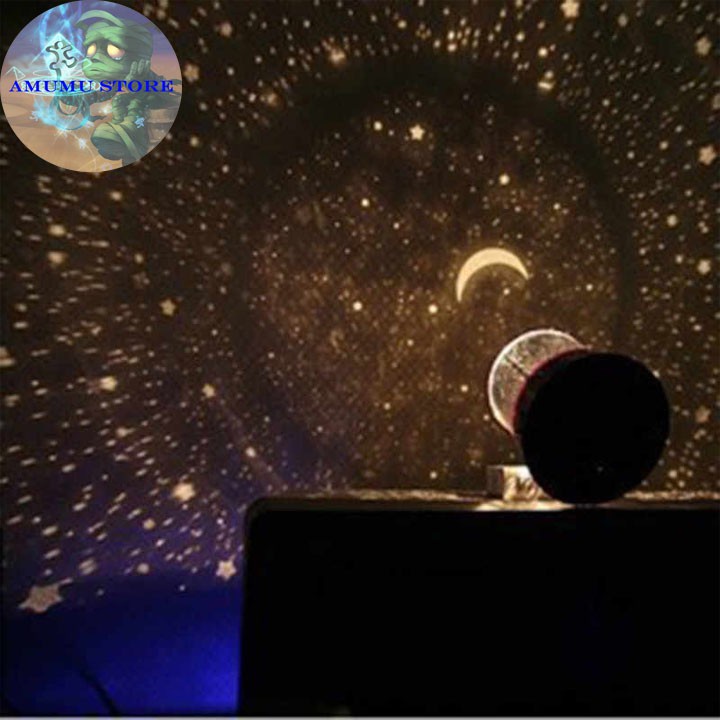 Đèn ngủ chiếu sao 4 bóng LED hình trụ chiếu sáng hình trời sao