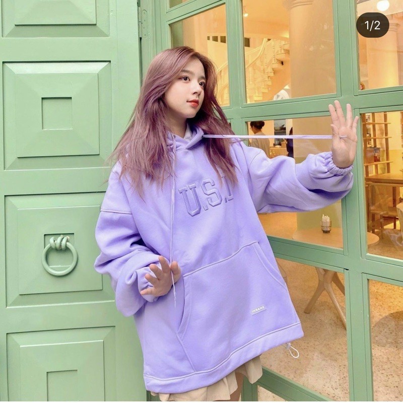 Áo Hoodie chữ thêu USI siêu xinh free size hình chụp thật