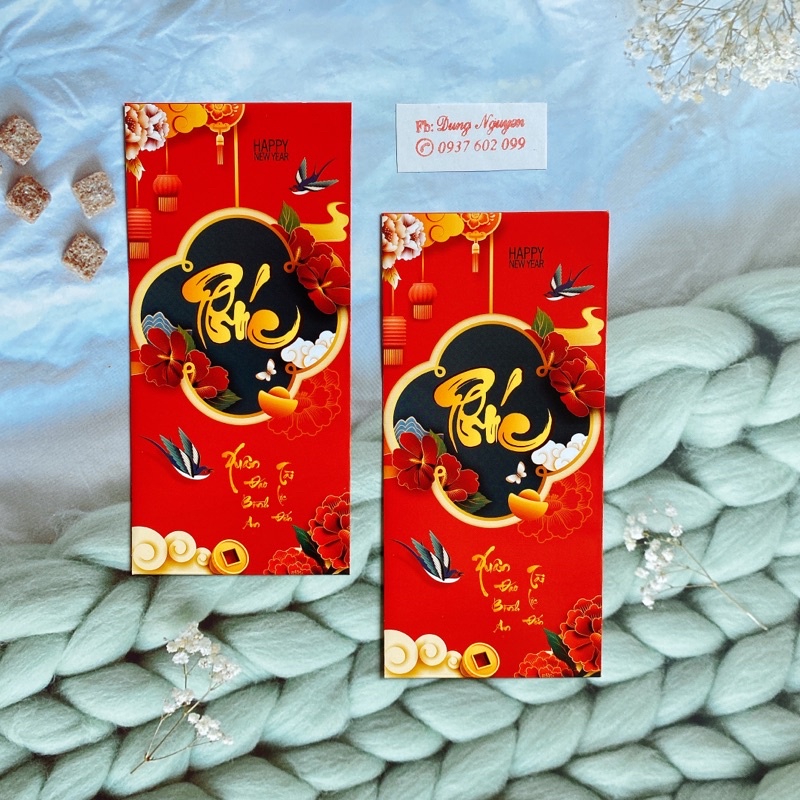 Bao lì xì tết vải gấm cao cấp, nạp tài cưới hỏi 019