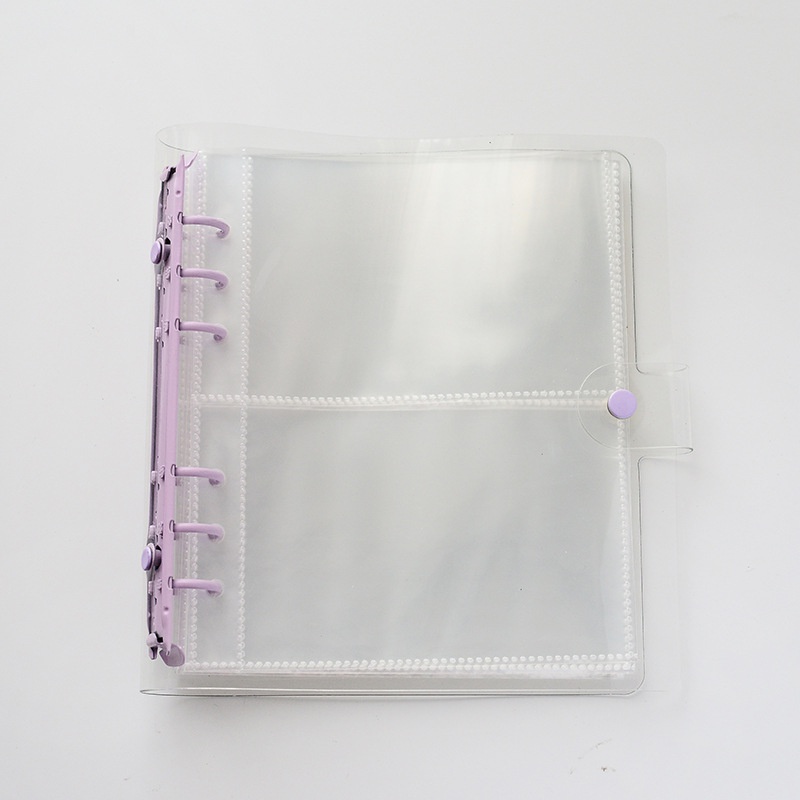 [A5 lùn- 6 còng] Sổ đựng card Binder nhũ vuông A5 lùn bìa trắng còng màu kèm sheet đựng card