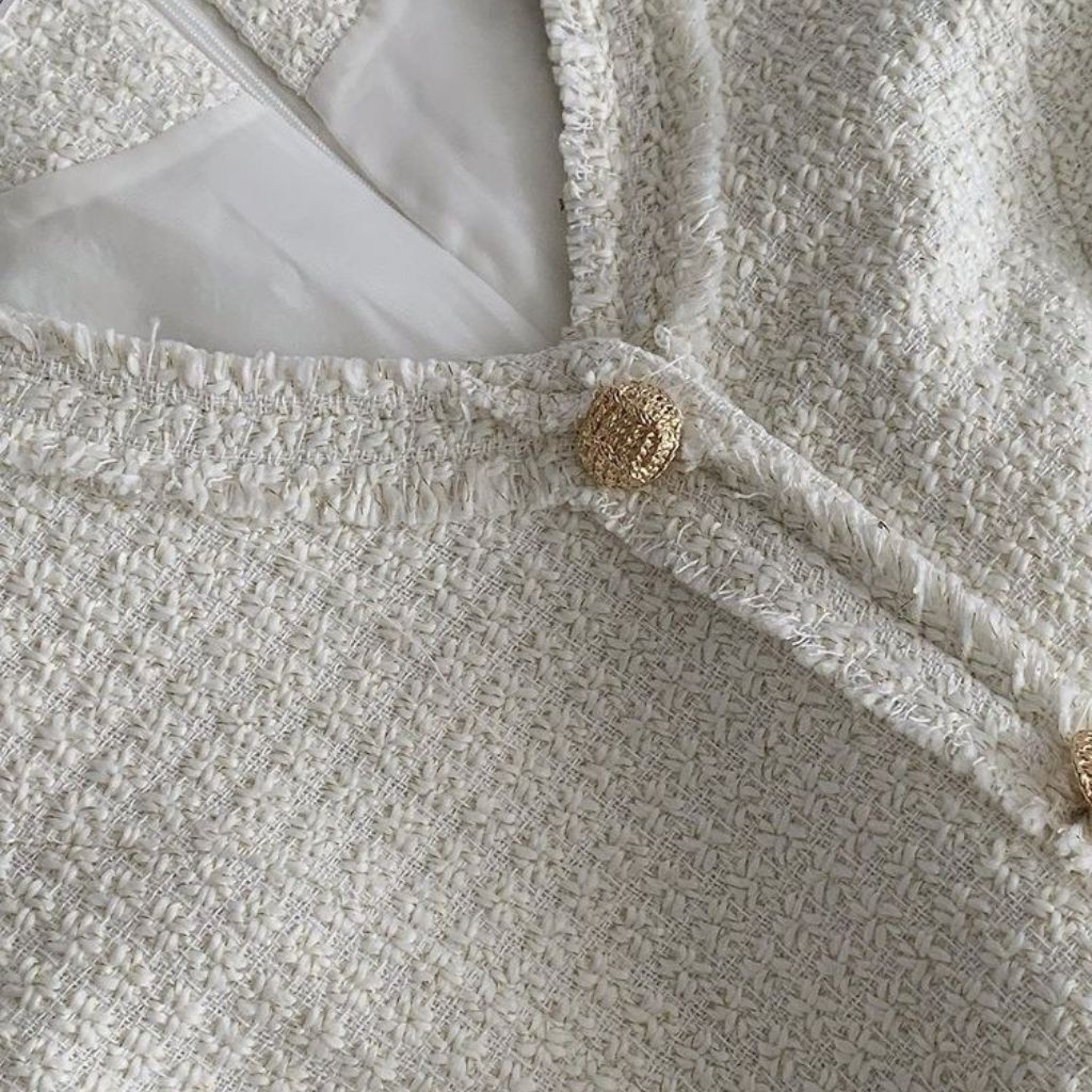 Đầm Dài Nữ Twinkle Tweed Shirt Dress Dáng Xuông Vải Tweed | Lana Official