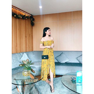 ĐẦM MAXI XẺ TÀ HOA 3D HÀNG NHẬP DMX06