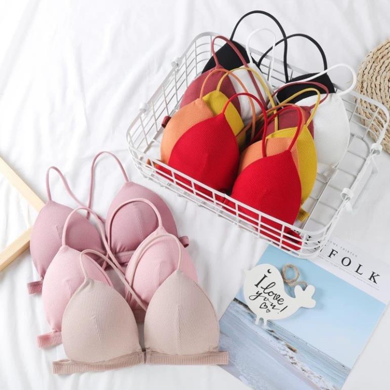 Áo Ngực Bra Cotton Gân Dây Mảnh Chéo Sau Lưng Kiểu Nút Cài Trước Đệm Lót Mút Mỏng 1cm Nâng Ngực SAm CLothing