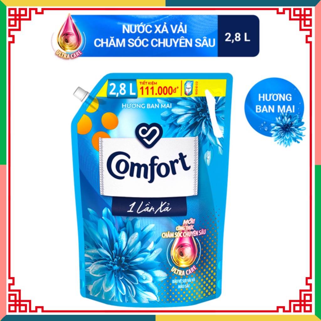Nước xả làm mềm vải Comfort dưỡng sâu sát một lượt xả / Hương nước hoa thiên nhiên tự nhiên túi 2.8L
