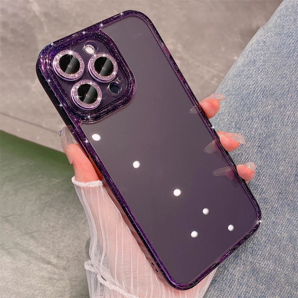Ốp Điện Thoại iPhone 14 13 12 11 Pro Max Plus Trong Suốt Đính Đá Lấp Lánh Chống Sốc Bảo Vệ Ống Kính Máy Ảnh Cho