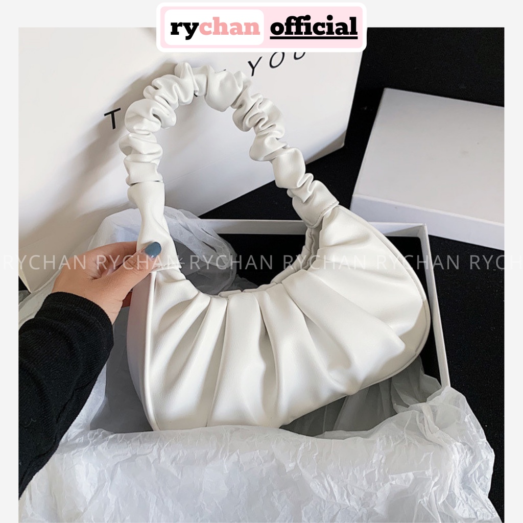 Túi Xách Kẹp Nách Da Mềm Xếp Li Quai Nhún Sang Trọng