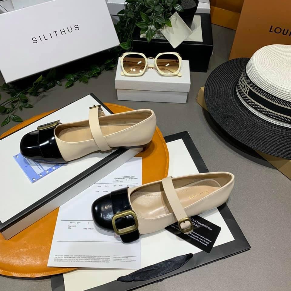 Giày Búp Bê Quai Vuông To Phối Da Hai Màu TONGKHOCHITUE , Giay Bệt Nữ Vintage | BigBuy360 - bigbuy360.vn