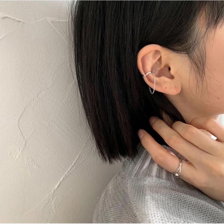 (0101) Khuyên Kẹp Vành Tai Không Cần Bấm Lỗ Tròn Đính Dây