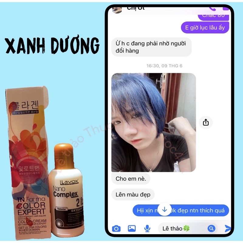 thuốc nhuọm xanh dương +oxi+gang tay