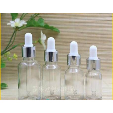 Lọ thủy tinh chiết Serum bóp giọt Khoen Bạc -Lọ thủy tinh chiết tinh dầu 5ml-10ml-15ml-20ml-30ml-50ml-100ml