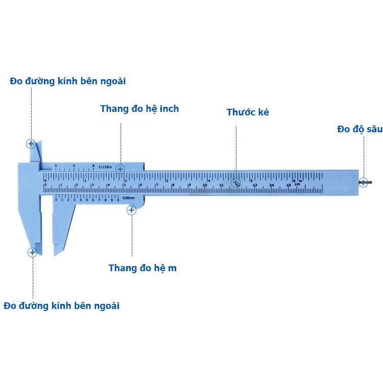 Thước kẹp mini 2 loại đo 0-80mm và 0-150mm Nhựa ABS, thược cặp đo đường kính, độ sâu