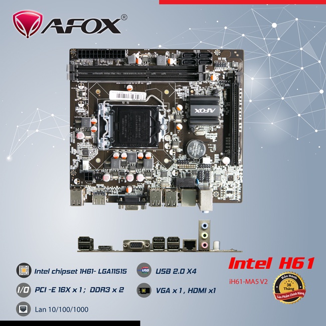 Bo mạch chủ - Mainboard AFOX H61 - Hàng chính hãng - Bảo hành 36 tháng!