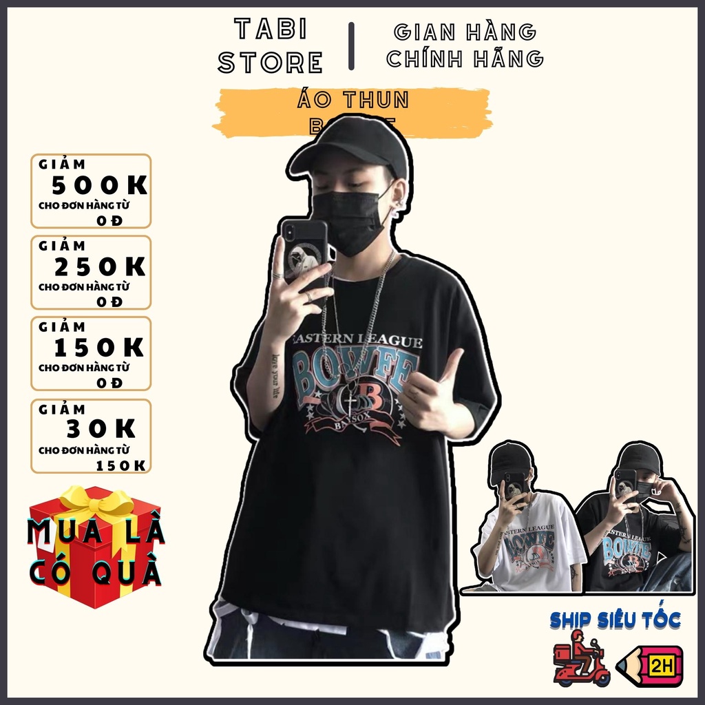 Áo thun tay lỡ unisex dưới 75kg - Bowfe