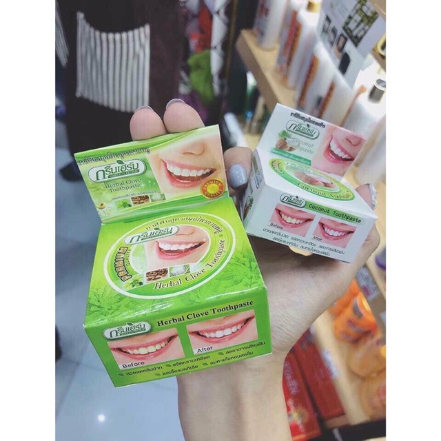 [ HCM SỈ ] Kem tẩy trắng răng Herbal Clove Toothpaste chính hãng Thái Lan
