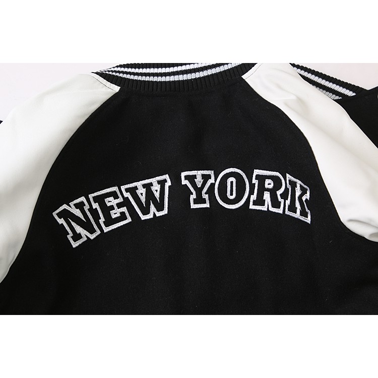 ÁO BOMBER BÓNG CHÀY MLB NY UNISEX NAM NỮ MÀU ĐEN