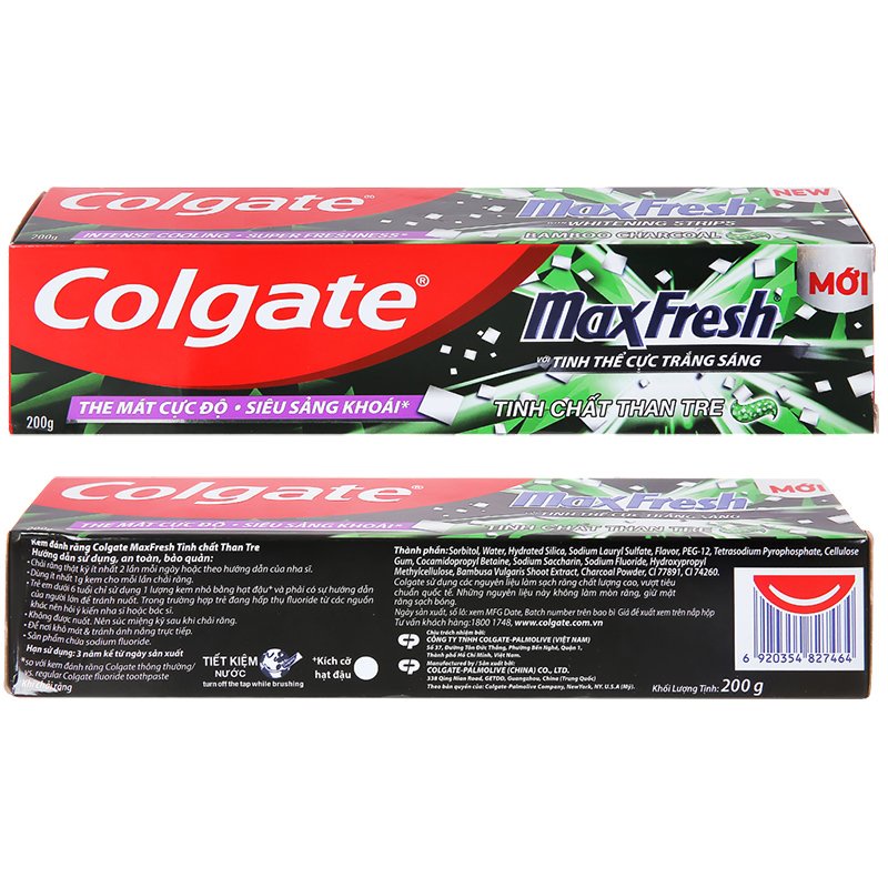 Kem Đánh Răng Colgate Maxfresh Hương Bạc Hà/ Trà Xanh/ Tinh Chất Than Tre Tuýp 200g