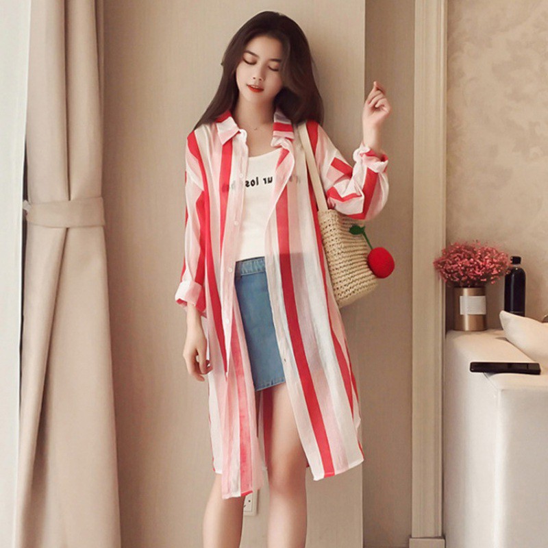 FREESHIP ĐƠN 99K_ Áo Sơ Mi Kẻ Sọc Dáng Rộng Thời Trang Cho Nữ | BigBuy360 - bigbuy360.vn