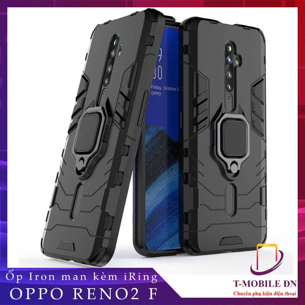 Ốp lưng Oppo Reno2 F / Oppo Reno 2F iron man chống sốc kèm nhẫn iring chống xem video bảo vệ camera